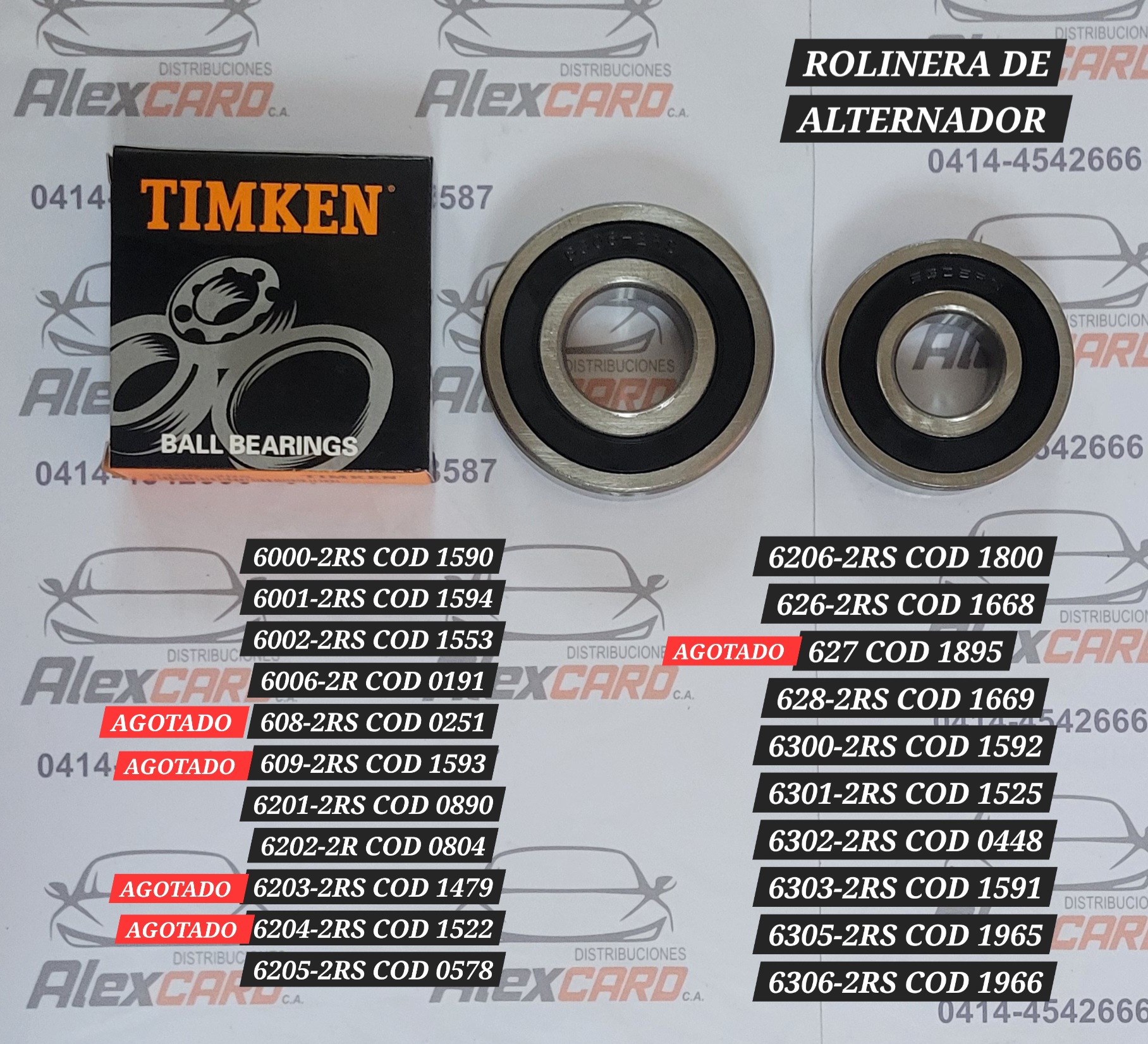 ROLINERA DE ALTERNADOR/ 6006-2R TIMKEN